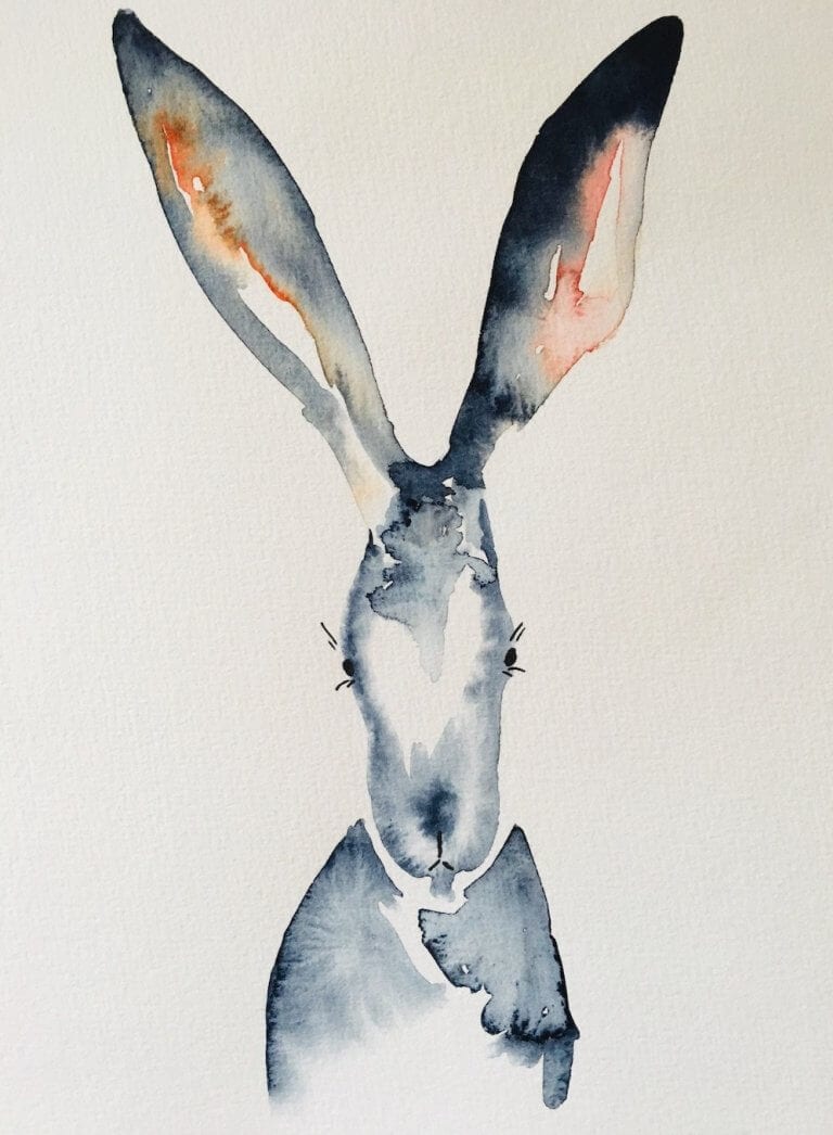 Hier siehst du das Aquarell Herr Hase von Dodo Kresse