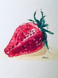 Man sieht eine Erdbeere