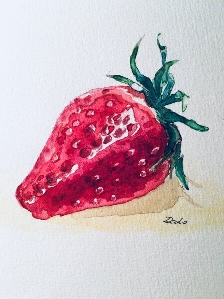 Man sieht eine Erdbeere
