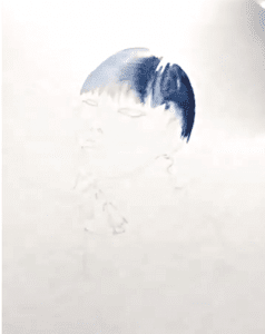 Du siehst ein Stepfoto der Schrittanleitung, bei dem die Haare mit Aquarellfarben gemalt sind